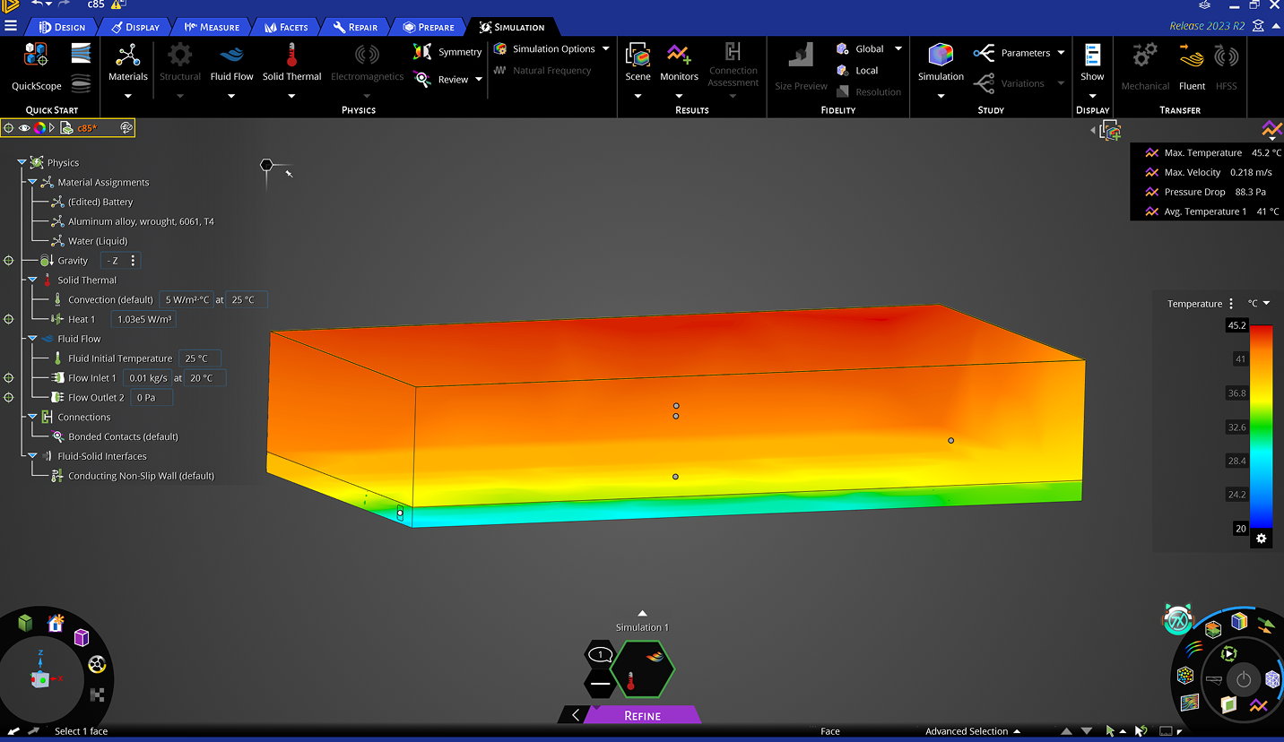 EV battery cooling plate thermal analysis